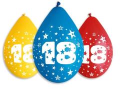  Happy Birthday 18 Star függő léggömb, lufi 5 db-os 12 inch (30 cm) (MLG318456)