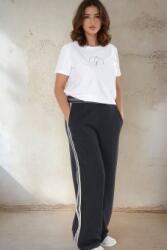 ROH Pantaloni casual negri cu dungi contrastante si buzunare, Roh TR546
