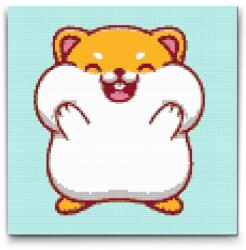  Gyémántszemes kirakó - Hörcsög teli pofazacskókkal Méret: 30x30cm, Keretezés: Keret nélkül (csak a vászon), Gyémántok: Négyzet alakú