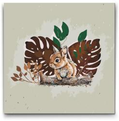  Festés számok szerint - Nyúl és monstera Méret: 50x50cm, Keretezés: Kartonlemezen