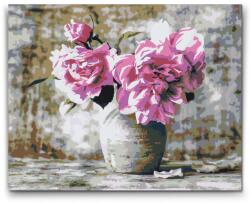  Festés számok szerint - Rózsaszín rózsák Méret: 30x40cm, Keretezés: Keret nélkül (csak a vászon)