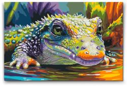  Festés számok szerint - Színes krokodil Méret: 40x60cm, Keretezés: Kartonlemezen