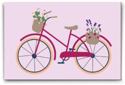  Festés számok szerint - Kerékpár virágokkal Méret: 20x30cm, Keretezés: Kartonlemezen