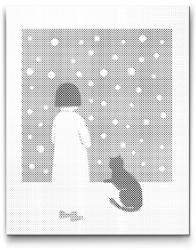  PontPöttyöző - Kék macska Méret: 30x40cm, Keretezés: Kartonlemezen, Szín: Piros