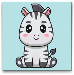 Festés számok szerint - Kis zebra Méret: 30x30cm, Keretezés: Keret nélkül (csak a vászon)