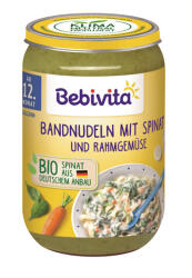 Bebivita Био Пюре Макарони, спанак, зеленчуци и сметана 250 гр. - 12+ месеца