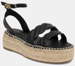 Tommy Hilfiger bőr szandál LEATHER ROPE REAL ESPAD SANDAL fekete, női, platformos, FW0FW08496 - fekete Női 41