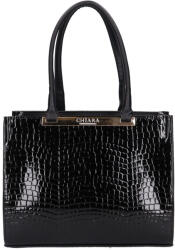 CHIARA E 602 bis fekete lakk rostbőr női válltáska