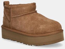 UGG hócsizma gyerek velúr CLASSIC ULTRA MINPLATFORM - barna 32.5 - answear - 47 990 Ft