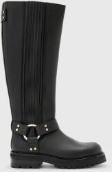 AllSaints bőr csizma MADDIE HIGH BOOT fekete, lapos talpú, W185FB - fekete Női 36
