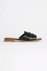 Karl Lagerfeld bőr papucs PETALO BROOCH SLIDE fekete, női, KL80725 - fekete Női 35