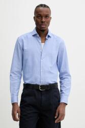 HUGO BOSS lenvászon ing férfi, olasz galléros, slim, 50539775 - kék 44
