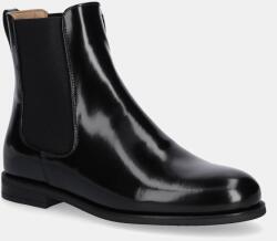 BOSS bőr bokacsizma 50552791 fekete, lapos talpú, Lycia - fekete Női 39