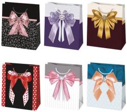  Színes Bow papír ajándéktasak, ajándékzacskó 19x23x10, 5 cm (PKK764188)