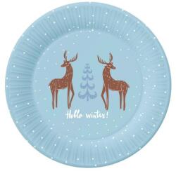  Karácsonyi Hello Winter Blue papírtányér 6 db-os 18 cm (MLG168792) - sandori