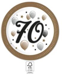  Happy Birthday 70 Milestone papírtányér 8 db-os 23 cm FSC (PNN95618) - sandori