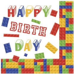  Happy Birthday Building Blocks szalvéta 20 db-os 33x33 cm (PKK037991) - sandori