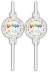  Happy Birthday Streamers papír szívószál 4 db-os szett (PNN91837) - sandori