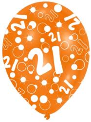  Happy Birthday 21 Orange léggömb, lufi 6 db-os 11 inch (27, 5cm) (DPA9908417) - sandori