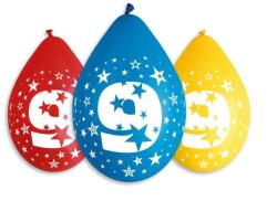  Happy Birthday 9 Star függő léggömb, lufi 5 db-os 12 inch (30 cm) (MLG318579) - sandori