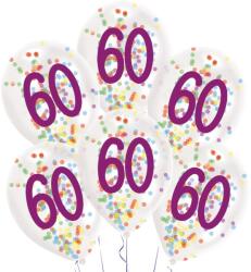  Happy Birthday 60 Droplets konfettivel töltött léggömb, lufi 6 db-os 11 inch (27, 5 cm) (DPA9909842) - sandori
