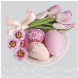  Húsvét Pink Tulips and Primroses szalvéta 20 db-os 33x33 cm (PKK035768)