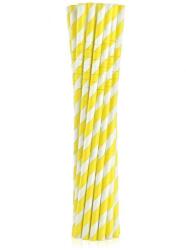  Sárga Yellow Stripes rugalmas papír szívószál 12 db-os (MLG126792) - sandori