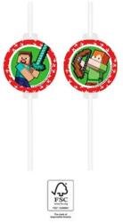  Minecraft Green papír szívószál, 4 db-os szett FSC (PNN95663) - sandori