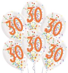  Happy Birthday 30 Droplets konfettivel töltött léggömb, lufi 6 db-os 11 inch (27, 5 cm) (DPA9909839) - sandori