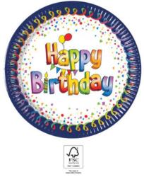  Happy Birthday Multicolor papírtányér 8 db-os 20 cm FSC (PNN93493) - sandori
