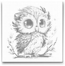  PontPöttyöző - Bagoly nagy szemekkel Méret: 30x30cm, Keretezés: Kartonlemezen, Szín: Kék