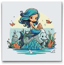  Festés számok szerint - Sellő Méret: 50x50cm, Keretezés: Keret nélkül (csak a vászon)