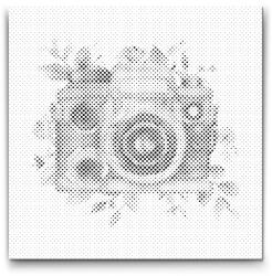  PontPöttyöző - Virágos fényképezőgép Méret: 30x30cm, Keretezés: Műanyagtáblával, Szín: Zöld