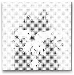  PontPöttyöző - Róka pitypangokkal Méret: 30x30cm, Keretezés: Kartonlemezen, Szín: Piros