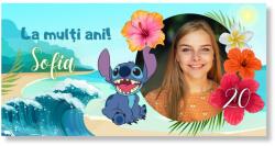 Personal Banner de ziua de naștere cu fotografie - Lilo și Stitch Dimensiunea bannerului: 130 x 65 cm