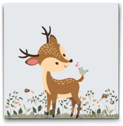  Festés számok szerint - Szarvasborjú madárral Méret: 50x50cm, Keretezés: Műanyagtáblával