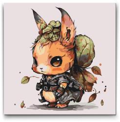  Festés számok szerint - Nyúl hátizsákkal, ami levelekből van Méret: 30x30cm, Keretezés: Keret nélkül (csak a vászon)