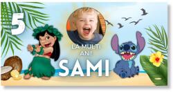 Personal Banner de ziua de naștere cu fotografie - Stitch Dimensiunea bannerului: 130 x 65 cm