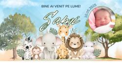 Personal Banner pentru petrecerea bebelușului - Safari Dimensiunea bannerului: 130 x 260 cm