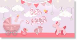 Personal Banner personalizat cu fotografie - Baby Shower / Fetiță Dimensiunea bannerului: 130 x 260 cm