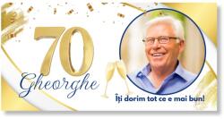 Personal Banner de ziua de naștere cu fotografie - Golden 70 Dimensiunea bannerului: 130 x 260 cm
