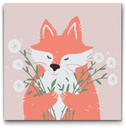  Festés számok szerint - Róka pitypangokkal Méret: 30x30cm, Keretezés: Keret nélkül (csak a vászon)