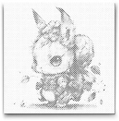  PontPöttyöző - Nyúl hátizsákkal, ami levelekből van Méret: 30x30cm, Keretezés: Műanyagtáblával, Szín: Kék