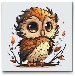  Festés számok szerint - Bagoly nagy szemekkel Méret: 30x30cm, Keretezés: Keret nélkül (csak a vászon)