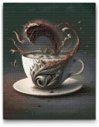  Gyémántszemes kirakó - Kávé cunami Méret: 40x50cm, Keretezés: Keret nélkül (csak a vászon), Gyémántok: Kerek