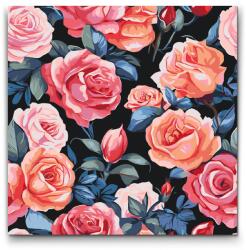  Festés számok szerint - Virágos háttér - Rózsák Méret: 50x50cm, Keretezés: Kartonlemezen