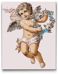  Festés számok szerint - Angyal koszorúval Méret: 30x40cm, Keretezés: Keret nélkül (csak a vászon)