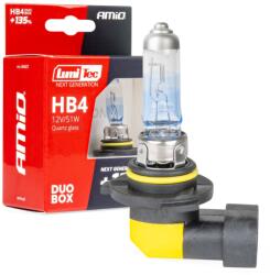 AMiO Bec halogen HB4, 12V 51W, +135% lumina, set Duo, omologare ECE R37 (04407)