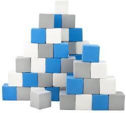 Vell Cubes din spumă - set de 45 de cuburi mari din spumă Pyramida albastru, alb, gri