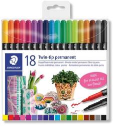 STAEDTLER Twin-tip Alkoholos marker készlet kétvégű 0.4/2.0 mm 18 különböző szín